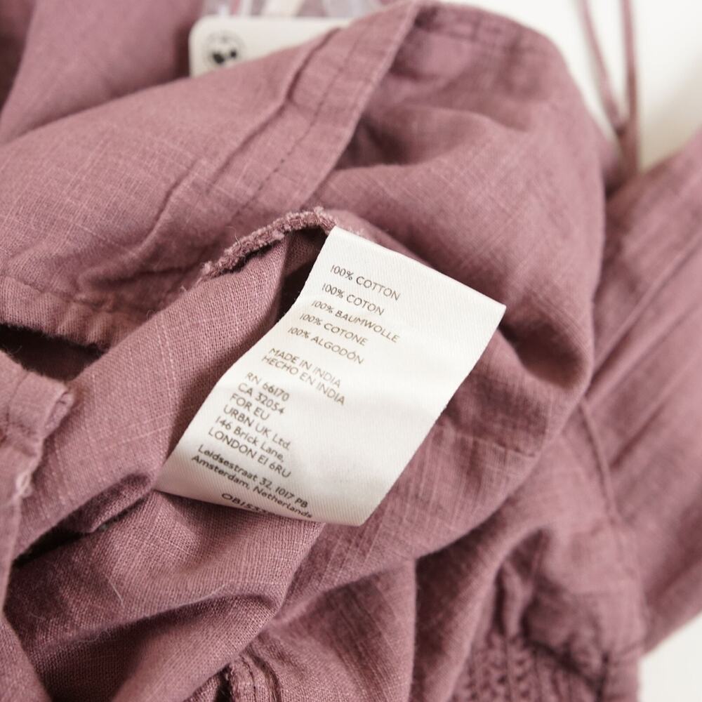 New Free People Joi Blouse Pink Roan Rouge Long Sleeve Crop Top Womens Sz XS - Picture 8 of 8